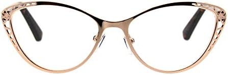 PASTL Womens Reading Glasses Magnified Readers Cateye Frame Spring Hinge