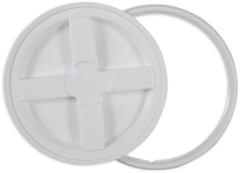 Gamma2 Seal Bucket Lid Food Grade Pet Food Storage Container Twist Lock Lid, 10" Diameter Fits Most 2 Gallon Buckets, White, Made in USA