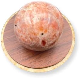 WholesaleGemShop Natural Quartz Sunstone 40-45 mm Ball Sphere Gemstone A+ Hand Carved Crystal Altar Healing Devotional Focus Spiritual Chakra Cleansing Metaphysical Gift Men Women