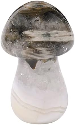 Nupuyai Pack of 2 Mini Carved Crystal Mushroom Figurine Pocket Stone for Anxiety Relax, Polished Mushroom Sculpture Decor for Garden Home, 1.3-1.5'', Ocean Jasper