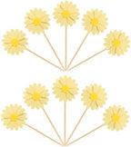 24Pcs Daisy Cupcake Toppers Daisy Flower Party Picks Spring Daisy Toothpicks Chrysanthemum Food Picks Girls Baby Shower Birthday Wedding Party Decorations Yellow