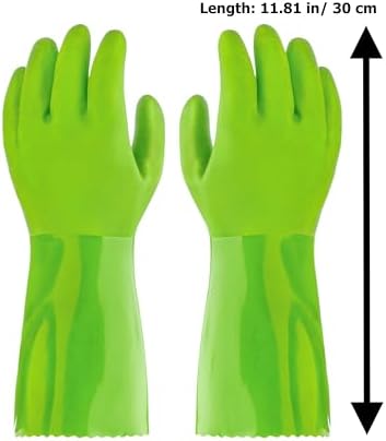 kitchen-star Ultimate Rubber Household PVC Gloves with Comfortable Cotton Lining, Anti-Slip surface, Kitchen Dishwashing, Extra Thickness, Kitchen Cleaning, Working, Painting, Pet Care (Large, Green)