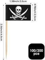 AhfuLife Pirate Flag Toothpicks - 100 Pcs Sword Toothpicks, Mini Pirate Cupcake Toppers for Party Decorations, Halloween Decorations