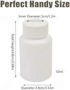 50PCS White Empty Solid Plastic Bottle Case Holder Container Vials Box with Screw Cap for Powder Sample Storage (50ml/1.67oz)