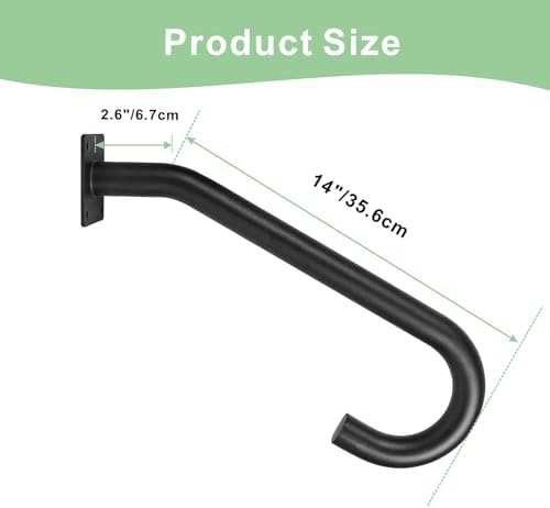 2PCS Handrail for 1-3 Steps,Wall Mount Handrail for Outdoor Steps,Black Elderly Safety Grab Bar Garage Steps Front Entry Stairs Interior or Exterior Stairway
