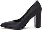 LAICIGO Women's Pointed Toe Pumps Chunky Block High Heel Slip On Dress Party Wedding Shoes