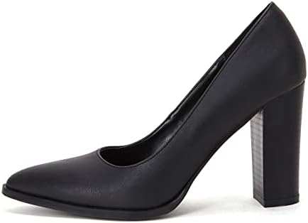 LAICIGO Women's Pointed Toe Pumps Chunky Block High Heel Slip On Dress Party Wedding Shoes