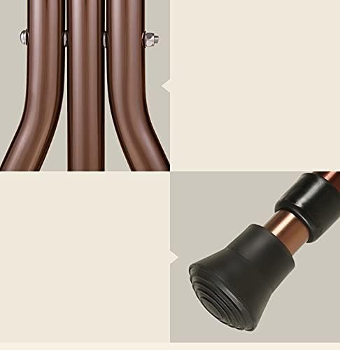 HYHMJ-Height Adjustable Aluminium Cane Seat Magnetic Therapy Grip with Spin LED Light Non-Slip Rubber Feet Tripod Walking Stick and Seat,Brass