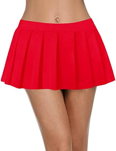 Afibi Women Sexy Stretchy Elastic Waist Pleated Ruffle Mini Skirt for Schoolgirl Outfits