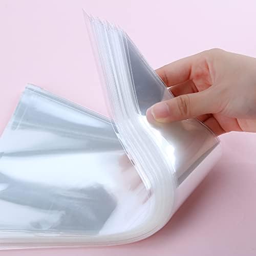 Outus 100 Pcs 7 x 12 Inch Easter Cone Shaped Treat Bag Clear Cello Cellophane Medium Transparent Sweet Popcorn Candy Bags with 100 Pieces Twist Ties for Party Favor(Gold Twist Ties)