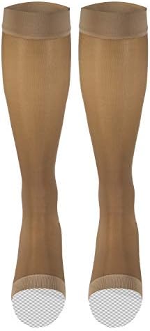 Truform Sheer Compression Stockings, 15-20 mmHg, Women's Knee High Length, Open Toe, 20 Denier, Beige, Medium