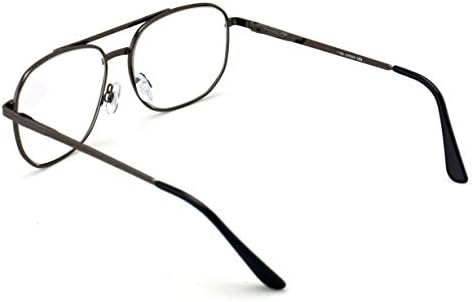 V.W.E. Bifocal Metal Tear Drop Reading Glasses - Big Lens Spring Hinge Square Reader - Clear lens
