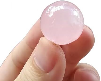 Natural Rose Quartz Crystal Sphere Ball Meditation Energy Stone,0.78 Inchs/Pcs Indoor Decorative Stones Feng Shui Ornament(10 Pcs)