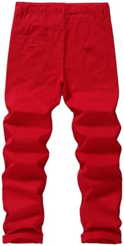 MZNBURAM Men's Non-Stretch Regular Fit Straight-Leg Denim Pants Jeans