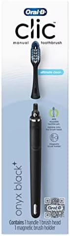 Oral-B Clic Manual Toothbrush, Onyx Black, with Magnetic Toothbrush Holder - 1 Count 049-09-6257 1.0 Count