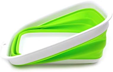 SAMMART 7.7L (2 Gallon) Collapsible Tub - Foldable Dishpan, Kitchen Sink for Camping - Indoor Outdoor Portable Washing Basin - Space Saving Plastic Washtub (Green, S)