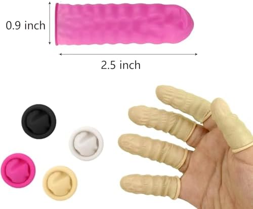 100 Pcs Finger Cots, Disposable Finger Protectors, Latex Anti-Static Finger Tip Rubber Protect Keeping Dressing Dry and Clean (Medium, White)
