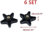Crapyt 6 PCS Adjustment Bolts Drive Walker Replacement Parts 1.81"×0.79" Black Replacement Parts for Walkers Star Knobs
