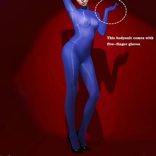 Women's Body Stockings 8D Oil Shiny Bodystocking Five-Finger Gloves Full Body Stocking