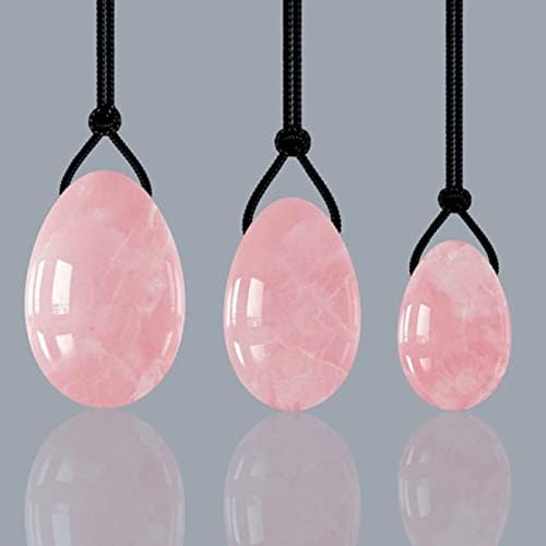 4pcs Egg Set Natural Nephrite Jade Massager ，Rose Quartz Jade Natural Stone for Women Muscle Tightening Drilled Massage Stone，for All Levels of Users Use Yoni Massage Exercise Tools,Massager