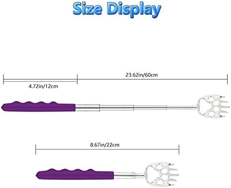 6 Pack Telescoping Back Scratcher - Bear Claw Back Scratchers - Portable Extendable Backscratcher with Rubber Handles in Black, Blue, Green, Purple, Red, Pink Color