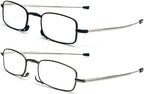 2 Pack Folding Reading Glasses for Men Women with Keychain Compact Bags Blue Light Blocking Portable Pocket Computer Readers,Black and Grey 2.5
