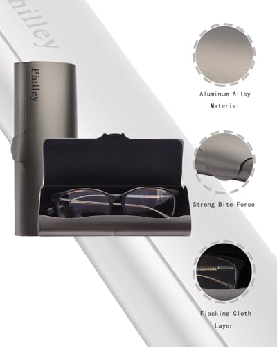 Philley Aluminum Ultra-Light Eyeglasses Case Hard Shell Nearsighted Glasses Case for Women & Men