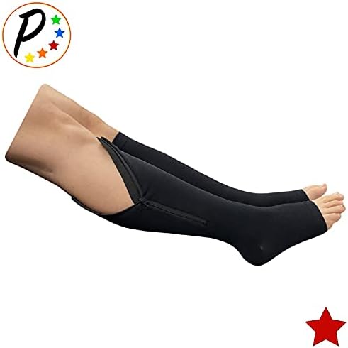 Presadee Original Open Toe 20-30 mmHg Firm Compression Circulation Zipper Socks (Black, L/XL)
