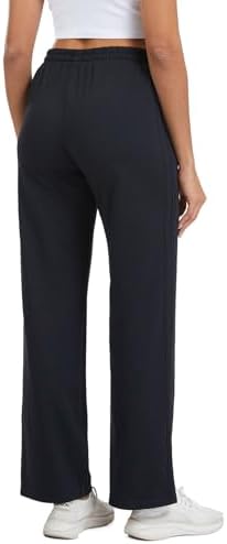 Womens Track Pants with Zipper Pockets Loose Straight Leg Sweatpants, 28/30/32/34 Inseam, Petite/Regular/Tall
