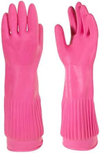 (Florian Mamison) Mamison Big Kitchen Rubber Glove Pink (XXL Size 1 Pairs) Reusable Waterproof Household Dish washing Cleaning Rubber Gloves, Non-Slip Kitchen Gloves