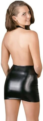 Cottelli Collection Wetlook Minidress, Black, Small, 166 Gram