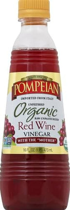Pompeian Gourmet Organic Red Wine Vinegar, Unfiltered & Unpasteurized, Perfect for Marinades, Salad Dressings & Sauces, 16 FL. OZ. (Pack of 2)
