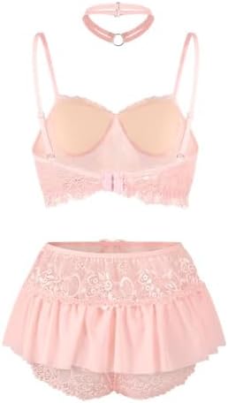 Women Sexy Lingerie Set Naughty 3 Piece Bralette, Mini Skirt with G-String Push UP Bra and Panty Dress Outfits