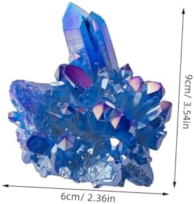 DECHOUS Natural Crystal Cluster Geode, Blue Raw Quartz Geode Crystal Cluster Stone Small Healing Crystals for Home Decoration, Healing, Meditation