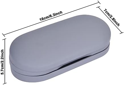 Muf 2 in 1 Contact Lens Case and Glasses Case, Double Sided Design with Mirror, Portable Travel Kit with Tweezer, Remover and Solution Bottle, Grey