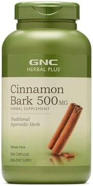 GNC Herbal Plus Cinnamon Bark 500mg Supplement, Traditional Ayurvedic Herb, 200 Servings