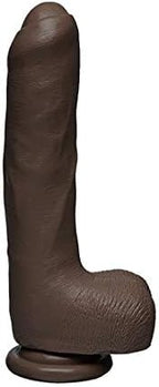Doc Johnson The D - Uncut D - 9 Inch with Balls - FIRMSKYN - 8.75" Long and 1.75" Wide - Suction Cup Base - O-Ring Harness Compatible Dildo - for Adults Only, Chocolate