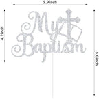 Goilpanitdia My Baptism Cake Topper, First Holy Communion, Mi Bautizo, Religious God Bless Baptism, Baby Shower, Baby 1st Birthday Party Decorations Supplies, Silver Glitter