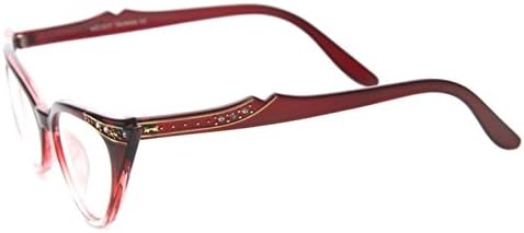 AStyles - Vintage 80s Inspired Fashion Clear Lens Cat Eye Glasses Rhinestones
