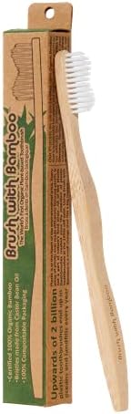 Brush with Bamboo Toothbrush with Plant-Based Bristles - 4 Pack