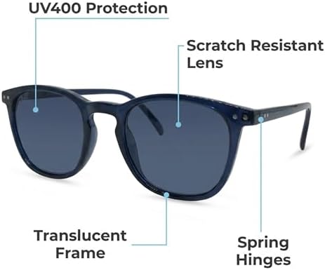 In Style Eyes Sidekick Translucent Sun Readers, Full Tint Reading Sunglasses for Men and Women - Spring Hinge Comfort