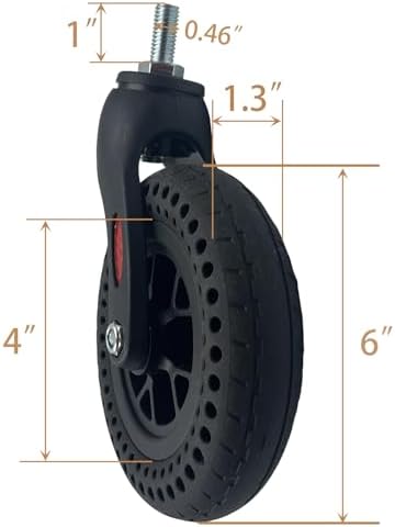 2 Pack 6 Inch Thickened Wheelchair Front Wheels Replacement with Front Fork Drive Front Castor Solid Replacement Wheels for Wheelchairs, Rollators, Walkers(Black, 6 Inch-Thickened)