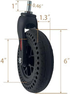 2 Pack 6 Inch Thickened Wheelchair Front Wheels Replacement with Front Fork Drive Front Castor Solid Replacement Wheels for Wheelchairs, Rollators, Walkers(Black, 6 Inch-Thickened)