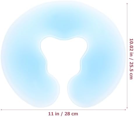 EXCEART U Shaped Massage Pillow Face Down for Spa Massage, Ergonomic Hole Design, Comfortable Head Support, Blue Silicone