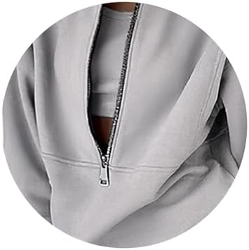 JSLOOO Womens Casual Sweatsuits 2 Piece Lounge Sets Fleece Half Zip Turtleneck Sweatshirt Jogger Pants Tracksuit Set