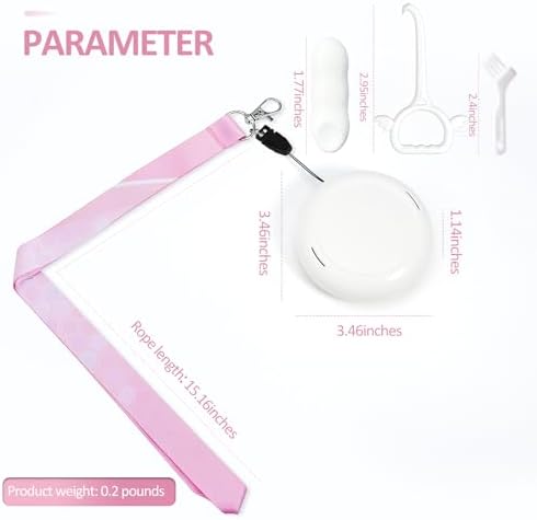 Retainer Case with Mirror and Lanyard,Slim Aligner Case with Vent Holes,Cute Dental Brace Box with Retainer Removal Tool and Brush(White Pink with Lanyard)