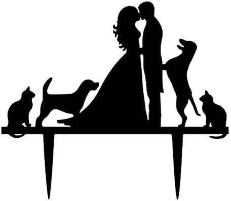 Wedding Cake Toppers Bride and Groom With Dogs and Cats Animal Silhouette Wedding Engagement Decoration