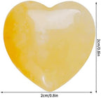 Marrywindix 15 Packs 0.8 Inch Healing Crystal Natural Yellow Jade Heart Love Carved Palm Worry Stone Chakra Reiki Balancing