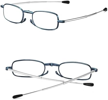 Folding Reading Glasses for Men Women Blue Light Blocking Readers with Keychain Compact Bags
