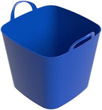 Life Story 6 Pack Flexi Tub, Versatile 26 Quart Storage Tote, Flexible Plastic Home Organizer Lightweight Basket with Carrying Handles, Blue